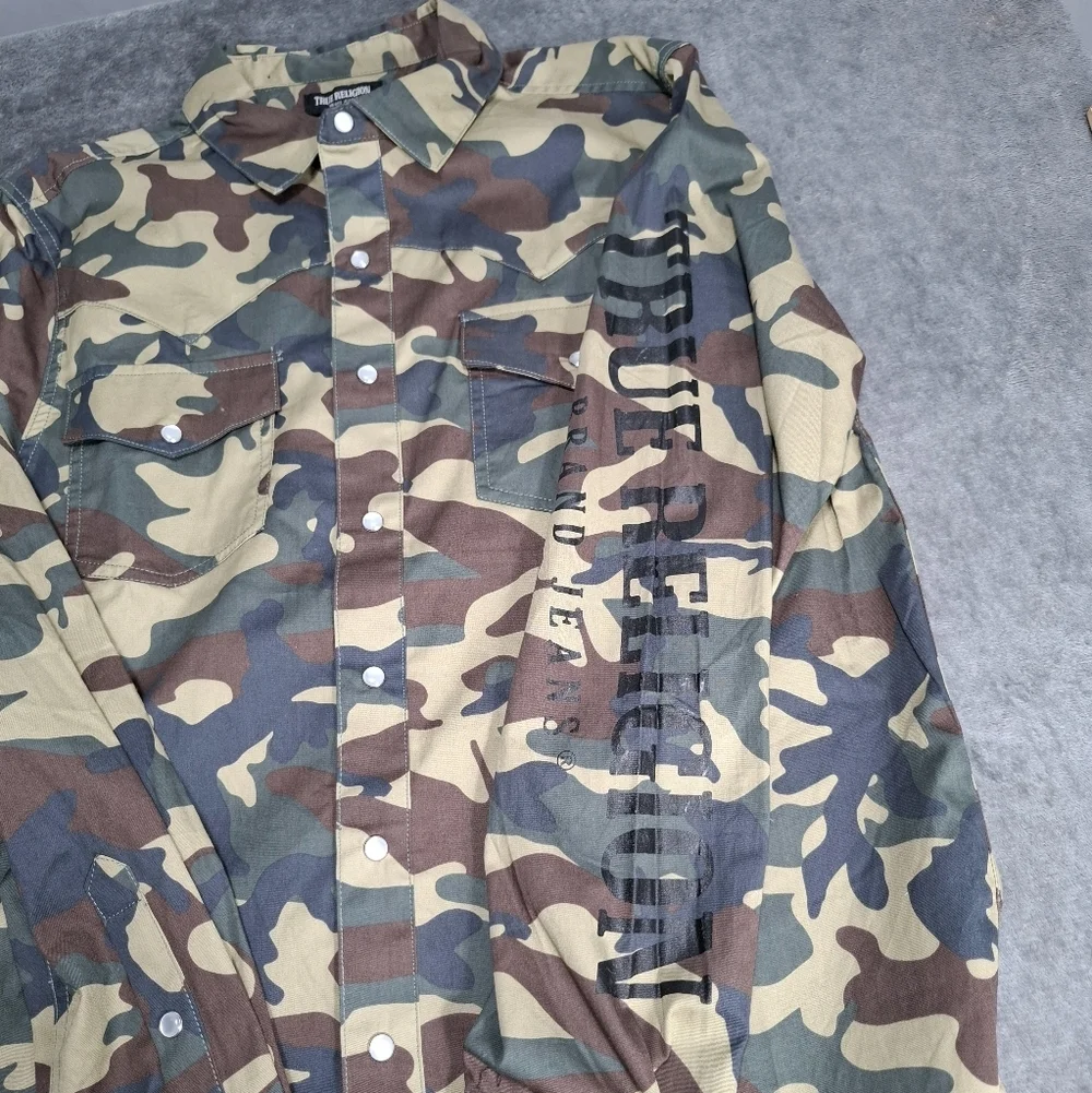 True Religion Mens Size M Western Camo Pearl Snap Long Sleeve Shirt MSRP $89 NWT